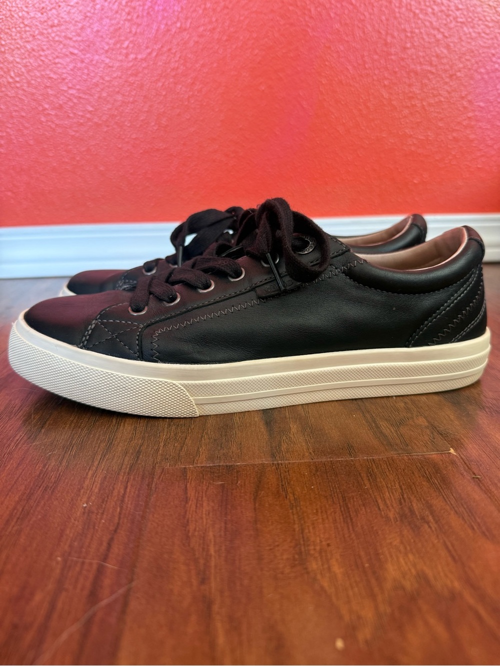 Taos Footwear Black Leather Low-Top Sneakers with Cream Soles - Picture 5 of 10